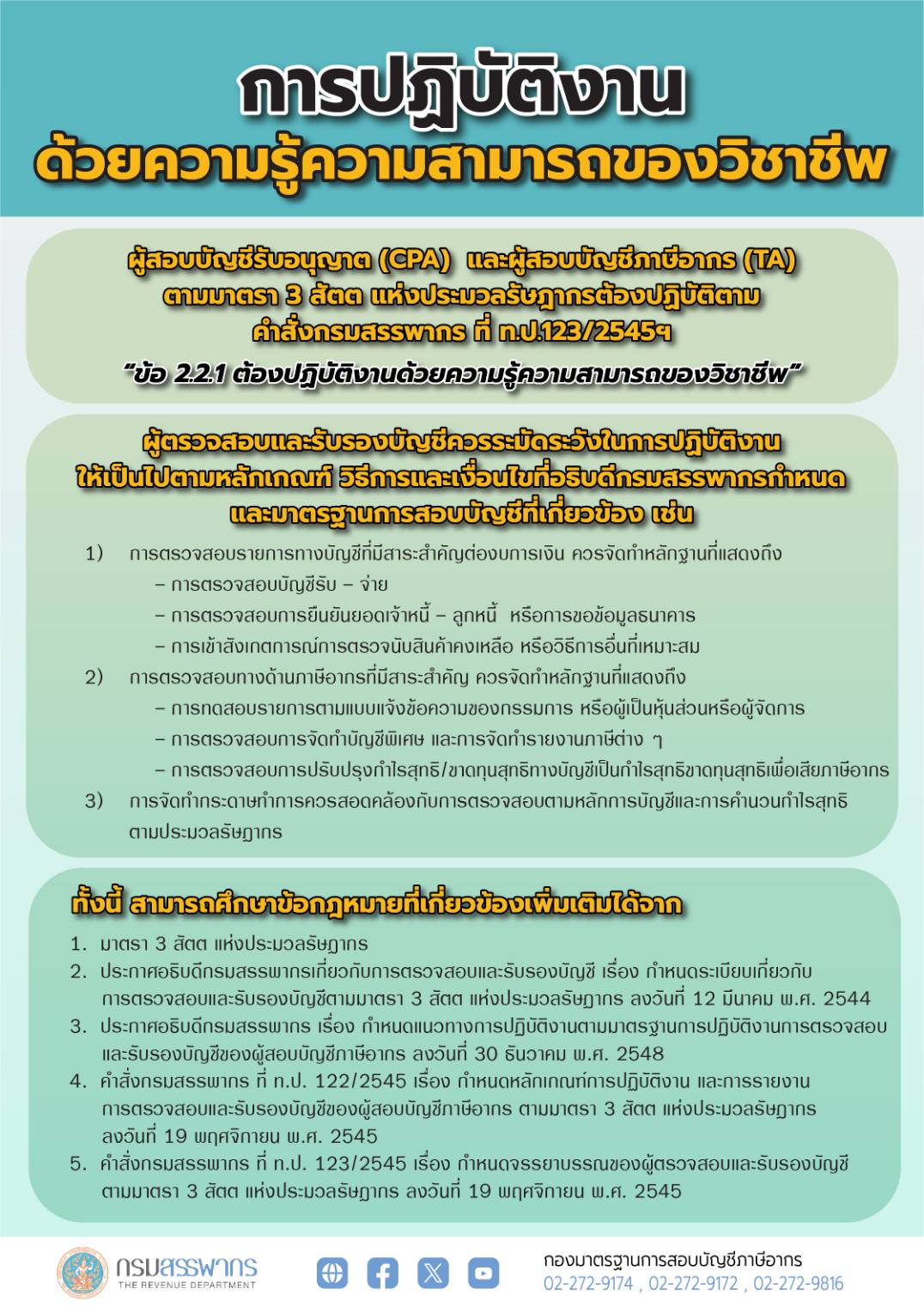 การปฏิบัติงานด้วยความรู้ความสามารถของวิชาชีพตามจรรยาบรรณของผู้ตรวจสอบและรับรองบัญชี