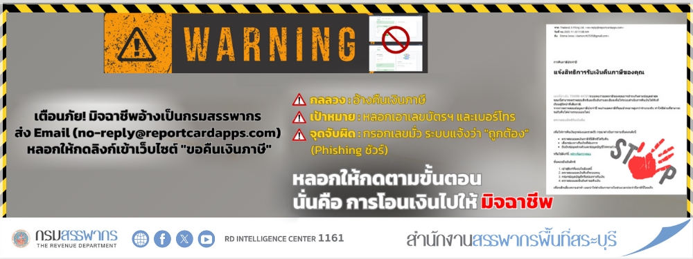เตือนภัยด่วนที่สุด! ระวังมิจฉาชีพส่งอีเมลปลอม อ้าง 