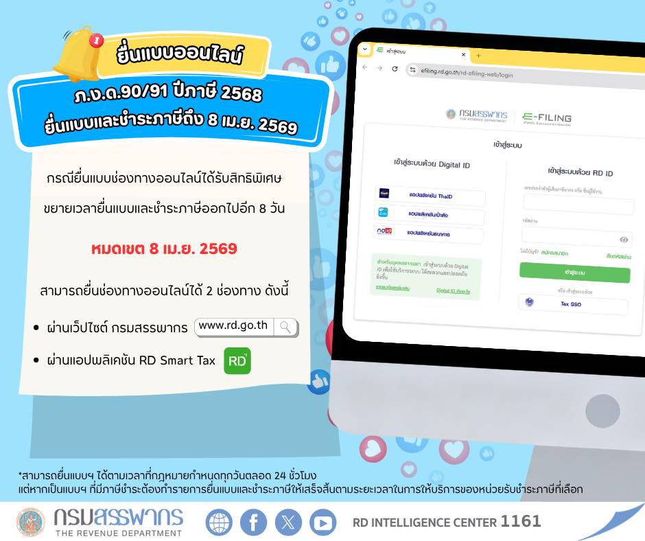 ยื่นแบบกระดาษไม่ทัน ยังยื่นออนไลน์ได้นะ