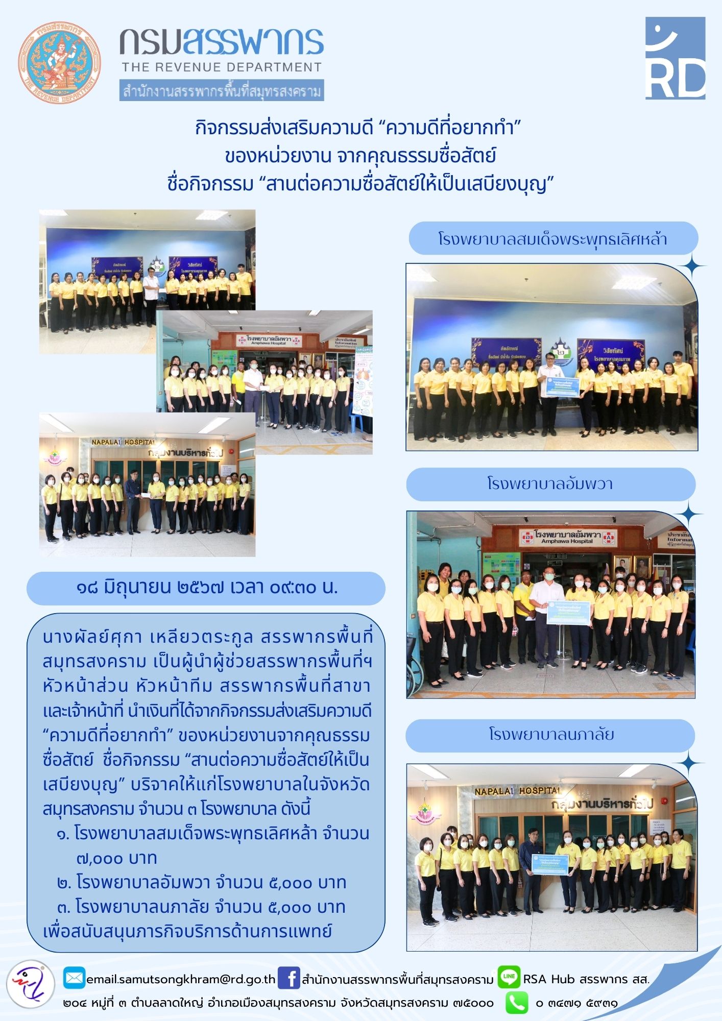 กิจกรรมส่งเสริมความดี “ความดีที่อยากทํา