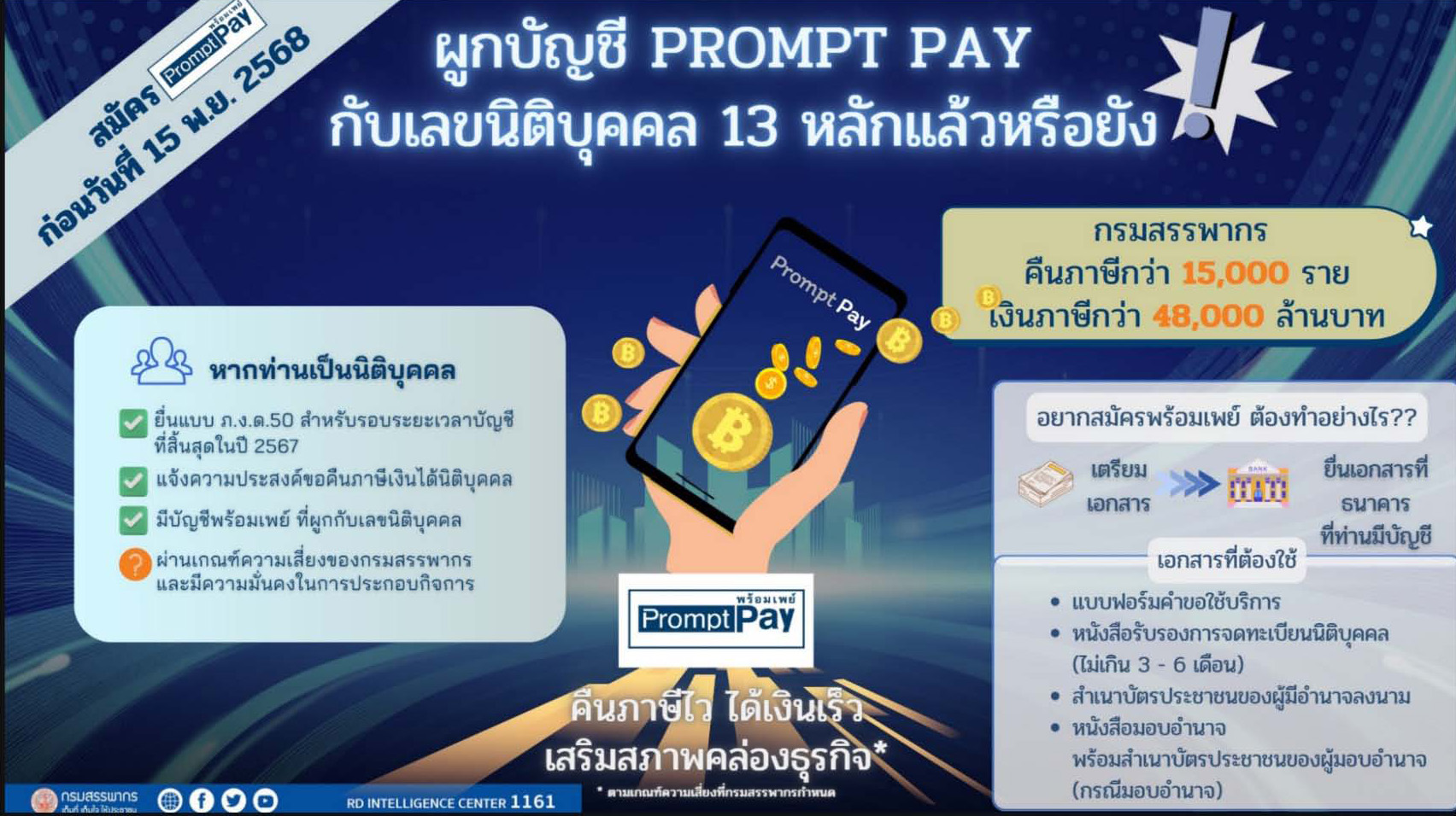 ผูกบัญชี PROMPT PAY กับเลขนิติบุคคล 13 หลัก แล้วหรือยัง