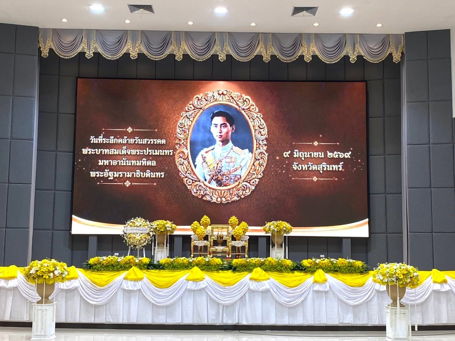 นางเปรมฤดี อุ่นจิตต  สรรพากรพื้นที่สุรินทร์ มอบหมายให้  นางสาวหนึ่งฤทัย สิงคเสลิต นักตรวจสอบภาษีชำนาญการพิเศษ พร้อมด้วยข้าราชการ ลูกจ้างและเจ้าหน้าที่สังกัดสำนักงานสรรพากรพื้นที่สุรินทร์ เข้าร่วมงานรัฐพิธีวันที่ระลึกคล้ายวันสวรรคต “พระบาทสมเด็จพระปรเมนทรมหาอนันทมหิดล พระอัฐมรามาธิบดินทร”  เพื่อแสดงความจงรักภักดีและน้อมรำลึกในพระมหากรุณาธิคุณอันหาที่สุดมิได้  ในวันอังคารที่ 9 มิถุนายน 2569 เวลา 08.00 น.   ณ หอประชุมจังหวัดสุรินทร์ ตำบลนอกเมือง อำเภอเมืองสุรินทร์ จังหวัดสุรินทร์ 